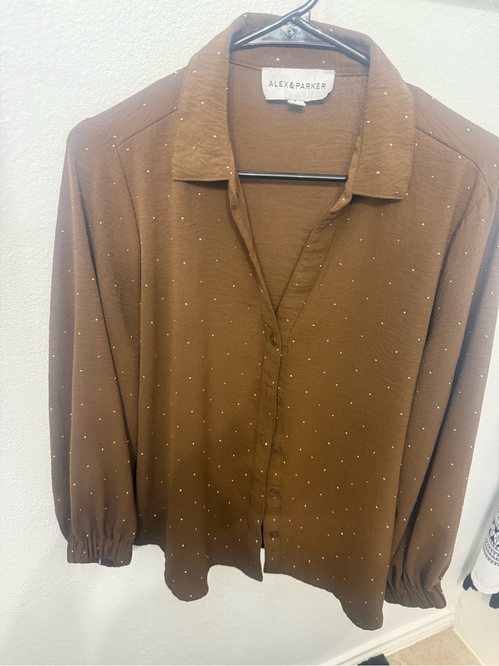Brown Polka Dot Button-Down Shirt